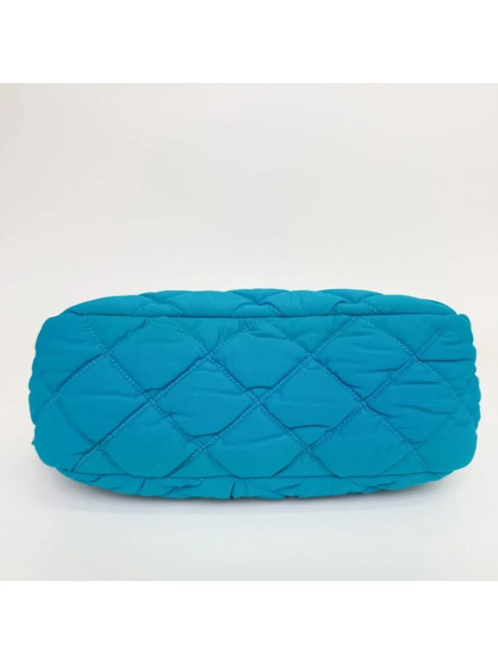 Chanel Bubble Quilt Chain Shoulder Bag Cotton Turquoise Blue Silver Seal Vintage